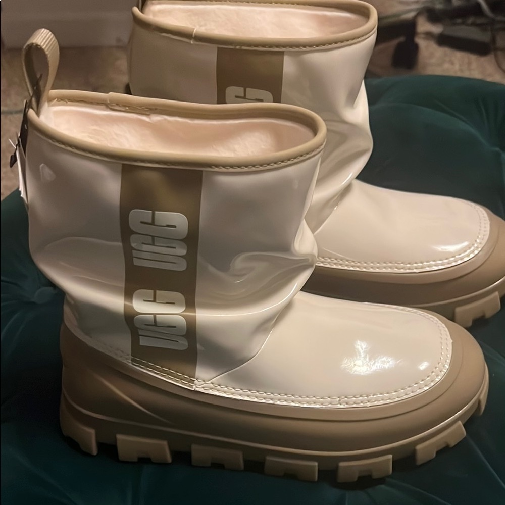 UGG White and Tan Boots